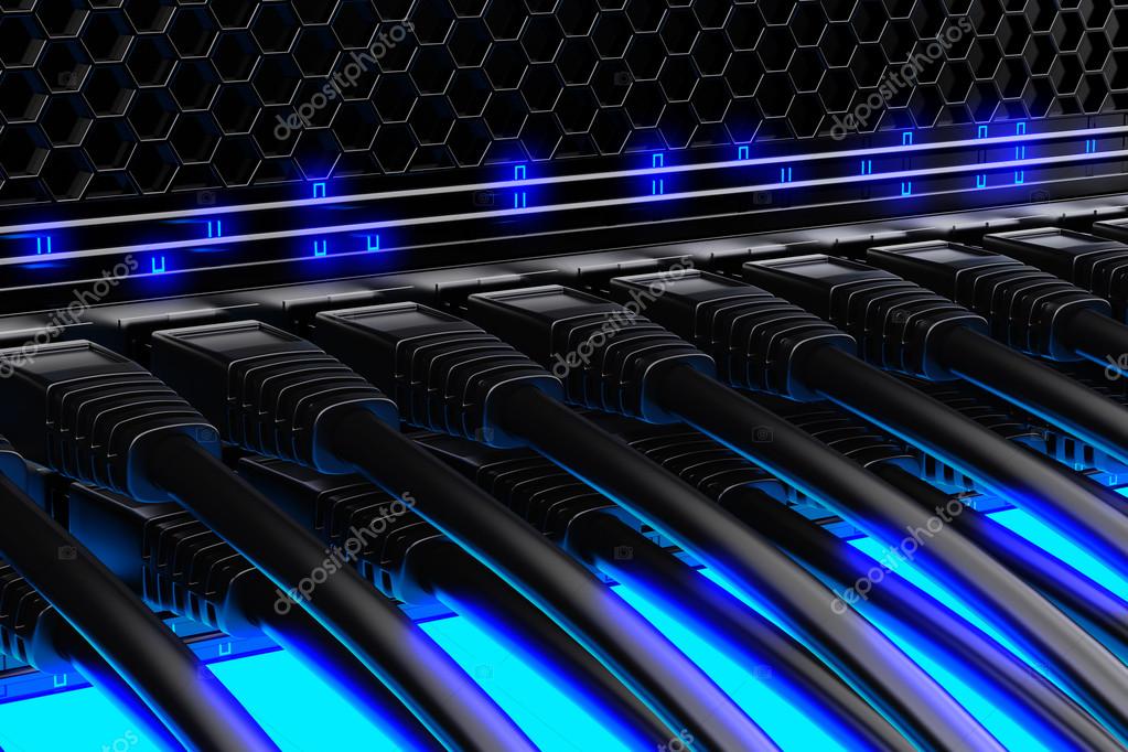 Switch di rete con cavi Ethernet collegati