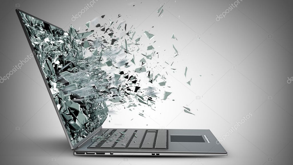 Notebook con schermo danneggiato